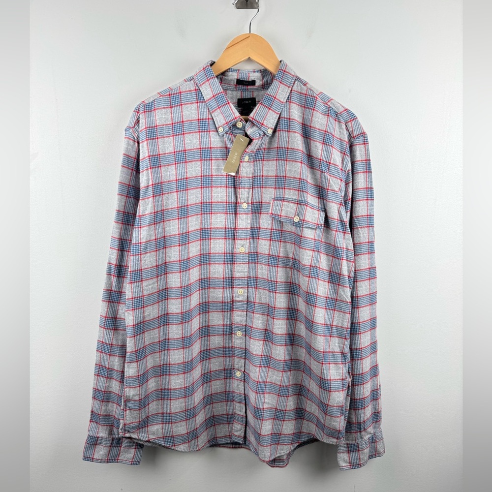 NWT J.Crew Men Plaid Button Down Flannel Shirt Size XL